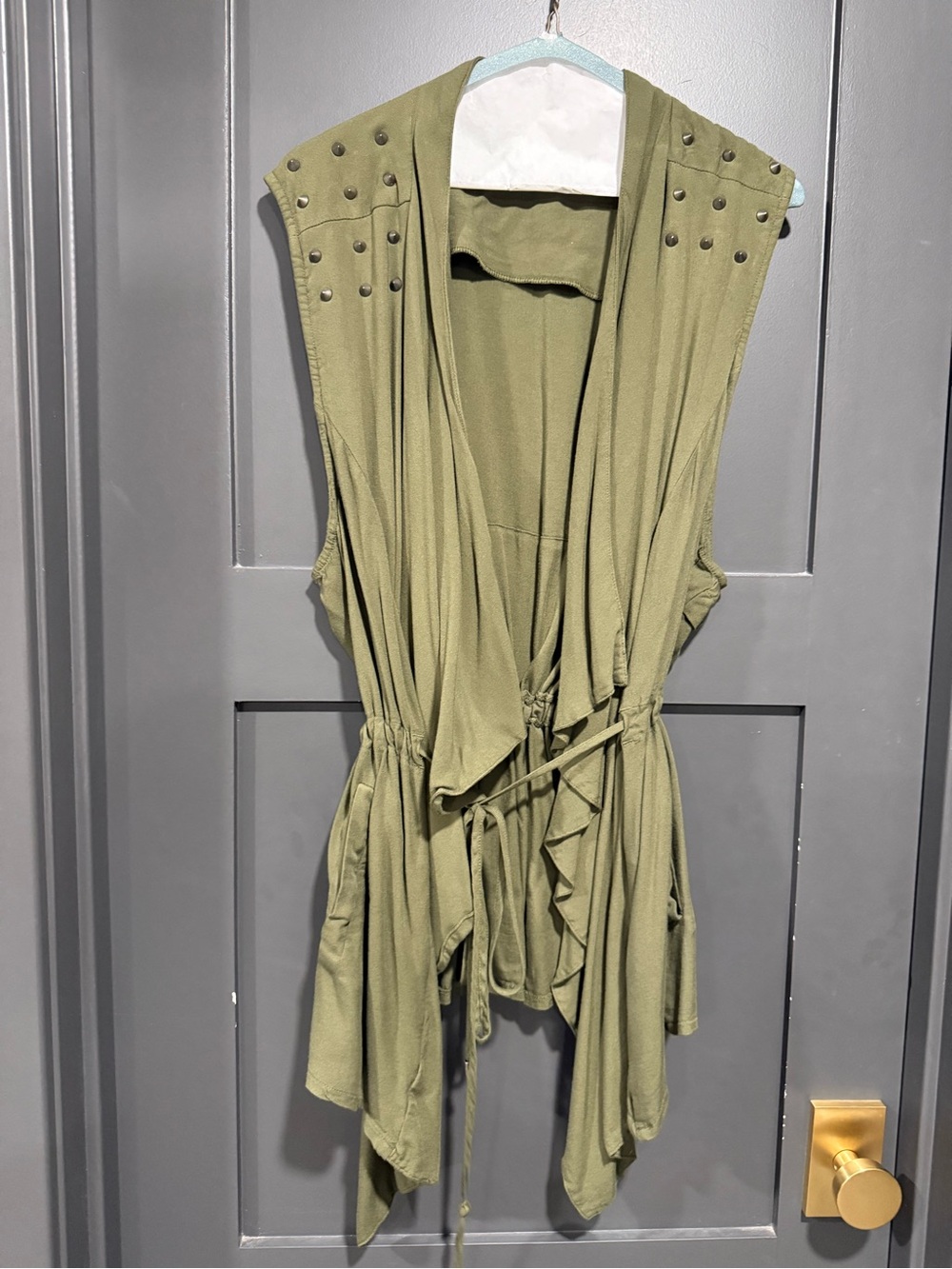 Torrid Olive Green Drape Front Vest with Stud Detail